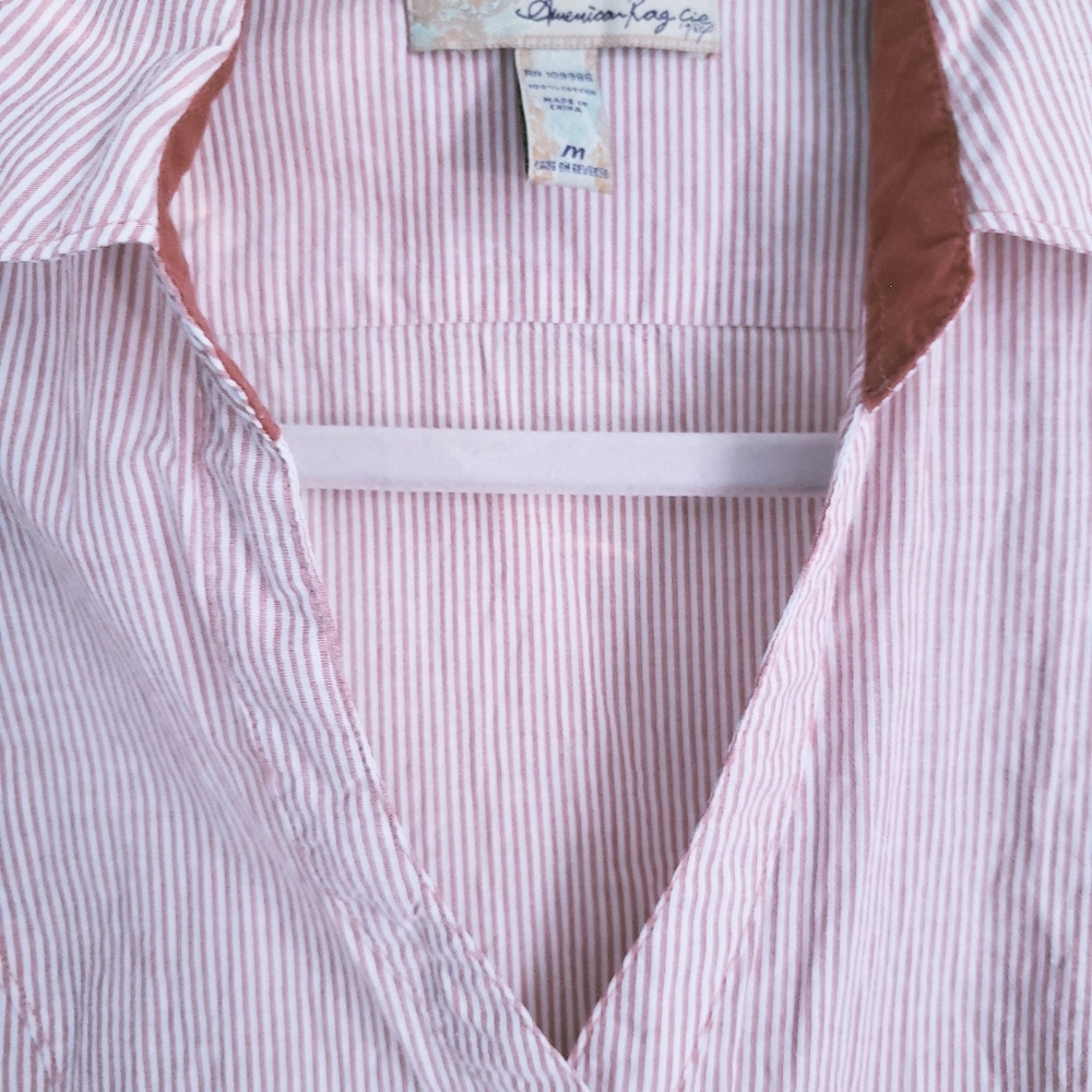 American Rag Cie Peach Button Down Shirt Medium - Picture 3 of 10